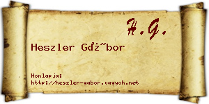 Heszler Gábor névjegykártya